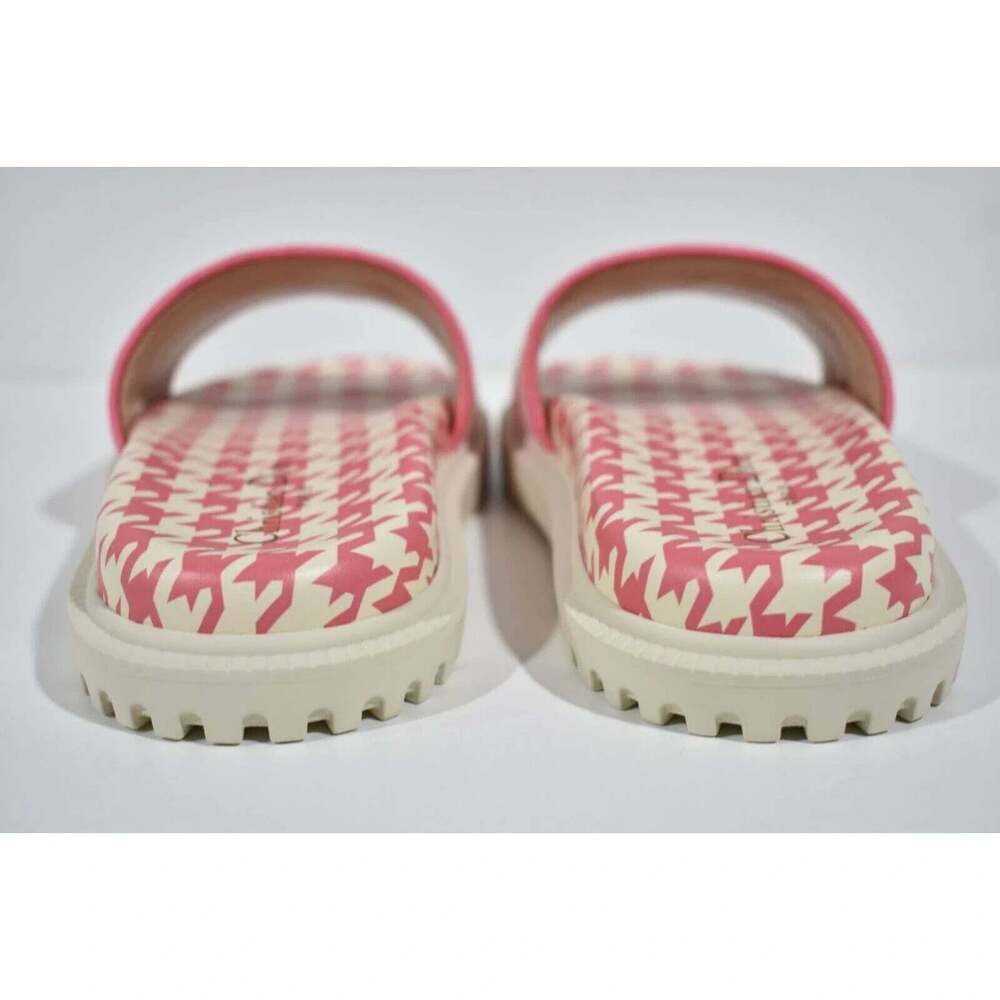Christian Dior Dway Pink White Logo Houndstooth Slide Mule Flat Flop Sandal 39 - Picture 11 of 12